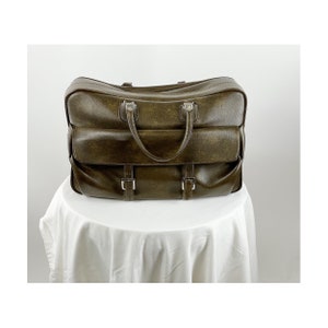 1970s 70s Samsonite soft faux leather Naugahyde suitcase duffle tote bag brown