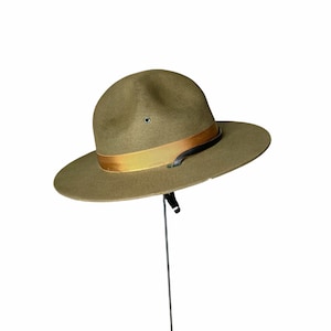 Green Khaki Wool Felt Stiff Ranger Hat 
