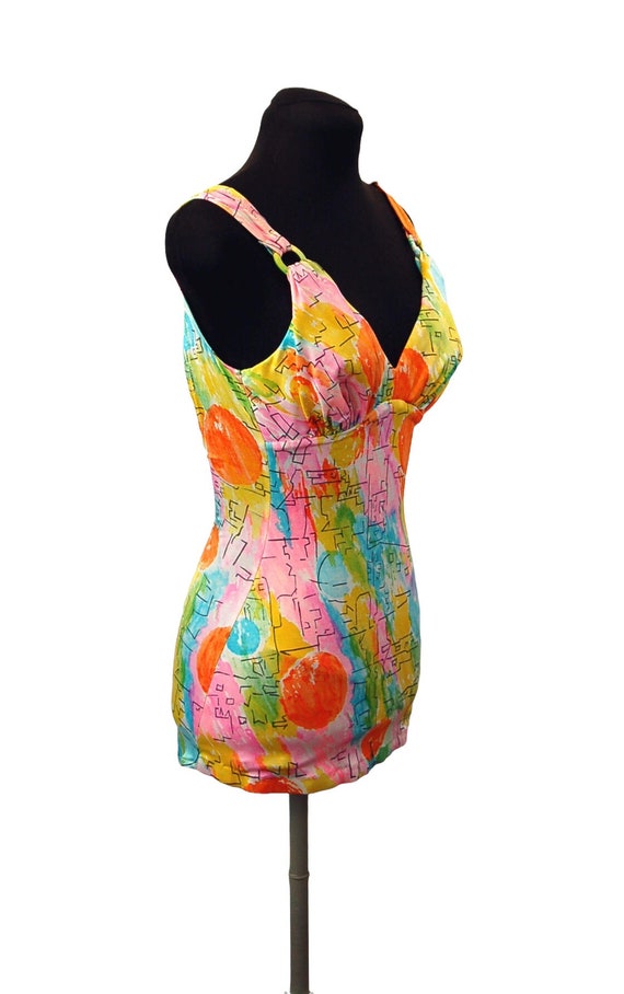 1960s swimsuit bathing suit abstract design retro… - image 4