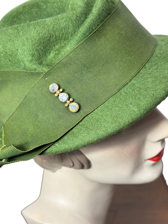 1940s green wool felt Glenover hat Size 22.5 - image 2