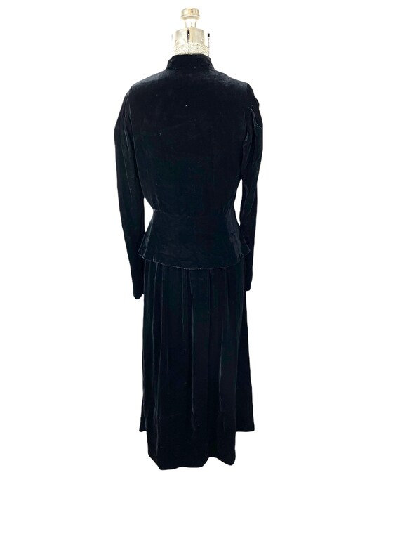 1930s silk velvet black dress and jacket rhinestone b… - Gem