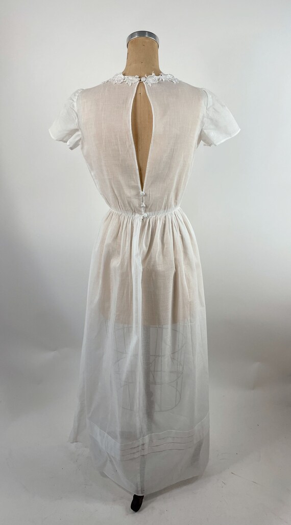 Vintage white semi sheer gown long dress simple s… - image 3
