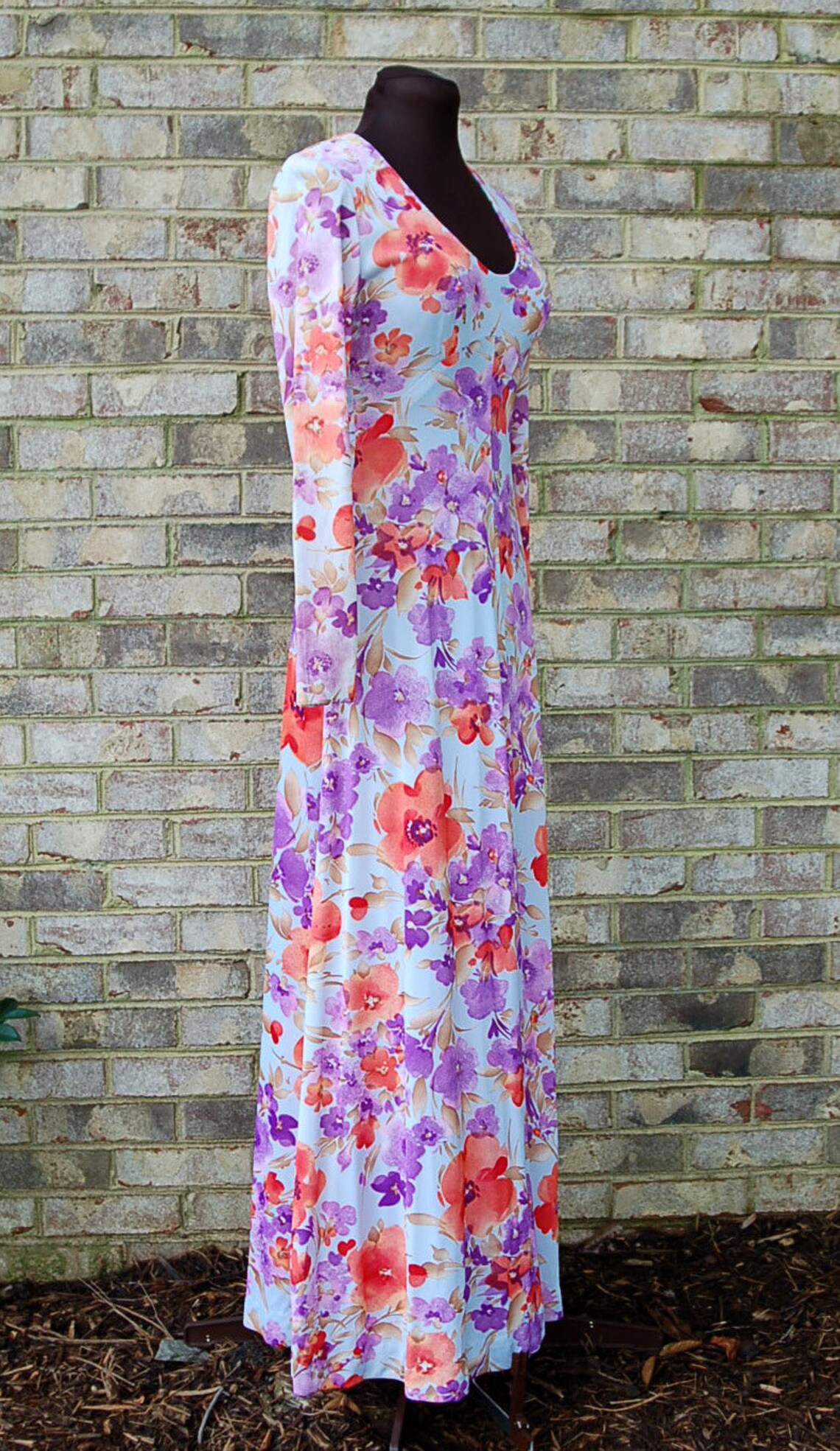 1970s Maxi Dress Flowered Maxi Dress Boho Dress Size S/M - Etsy