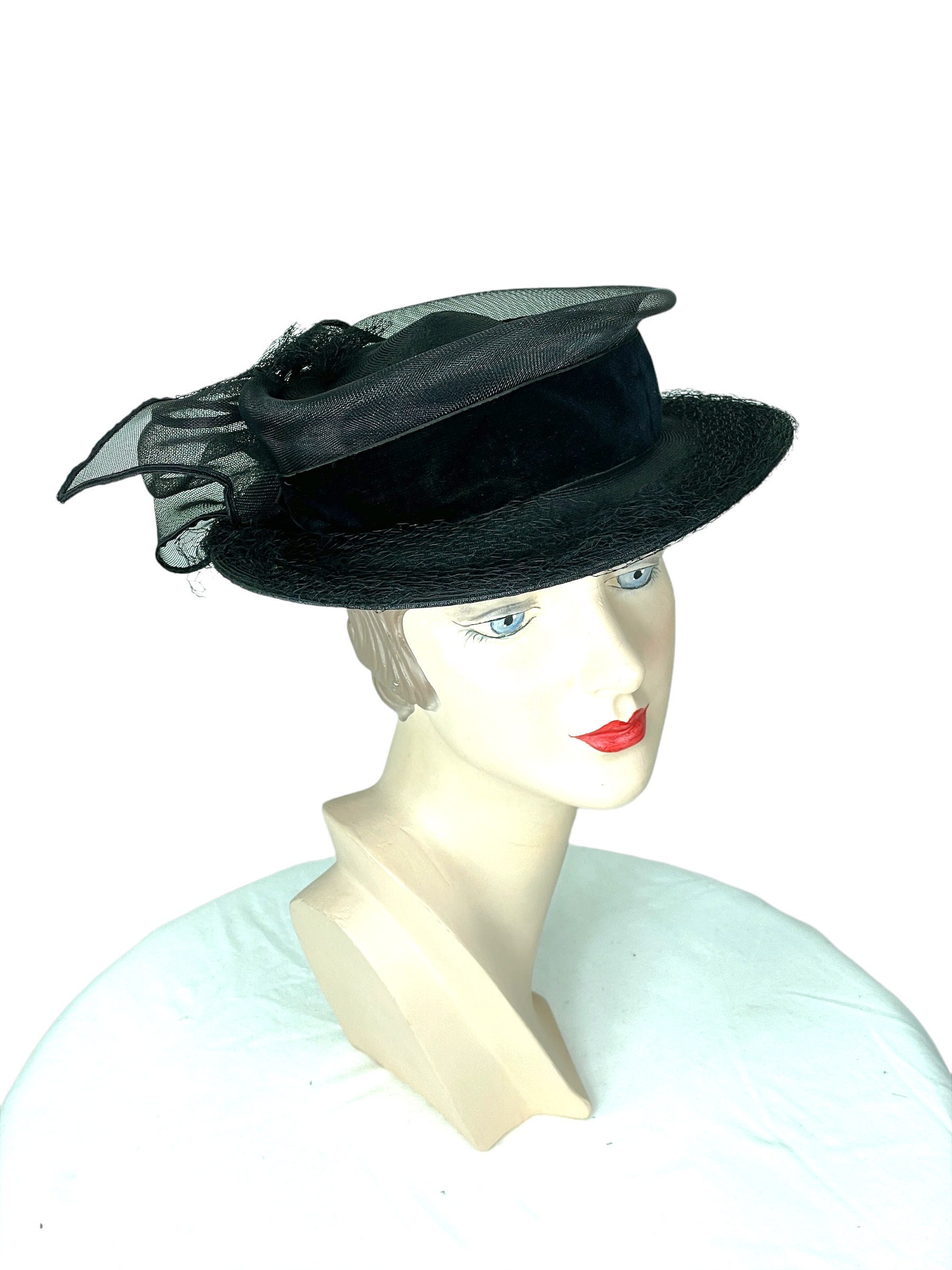 1930s Tilt Hat Black - Etsy display picture 1