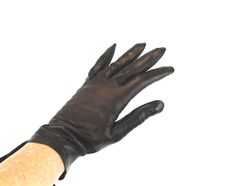 Brown leather gloves New in package Made in Italy kid leather Size S