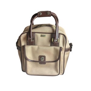 Vintage retro canvas luggage overnight bag with keys by John Weitz