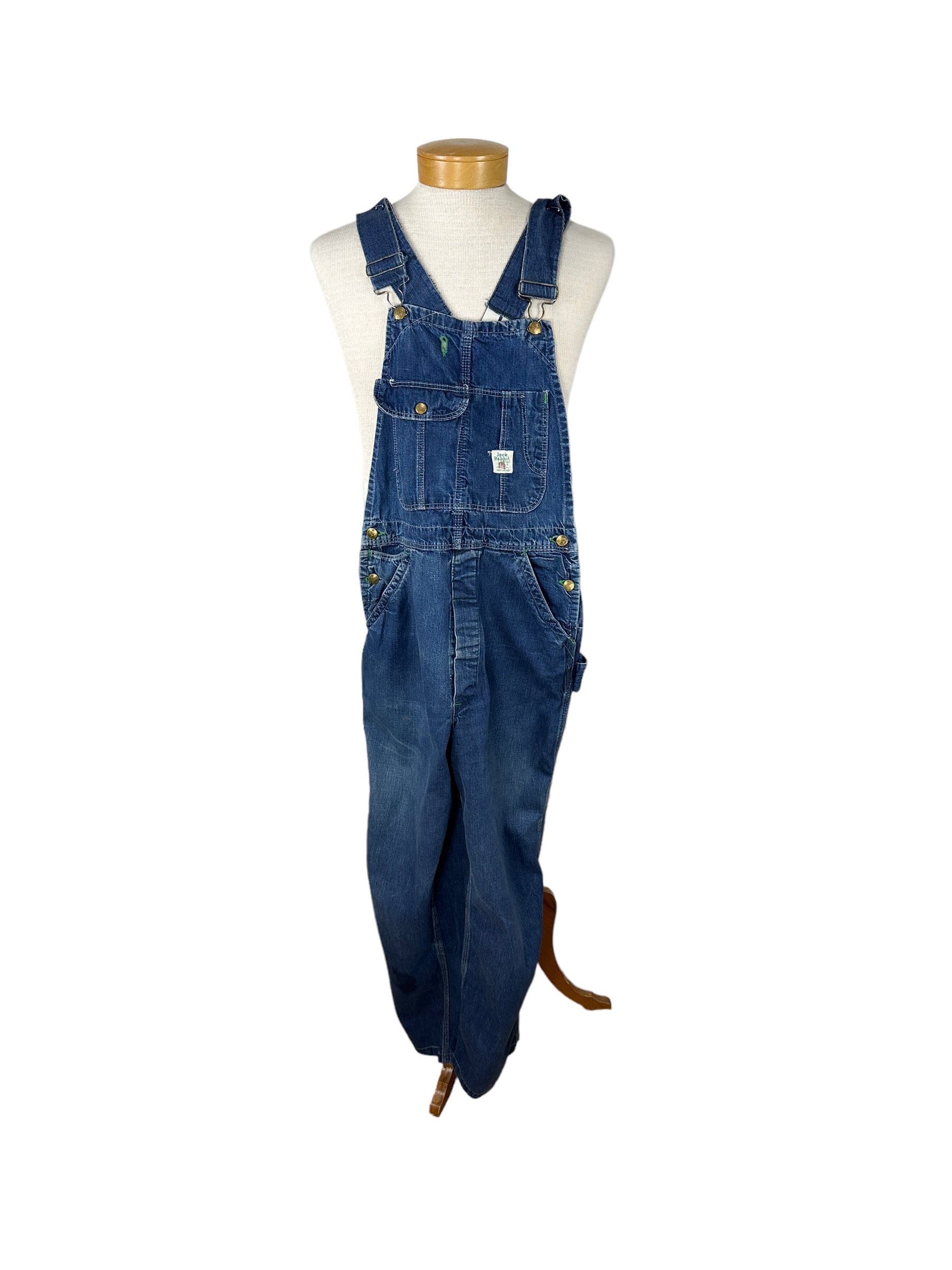 1950s Overalls by Jack Rabbit Sanforized Blue Denim Work Clothes