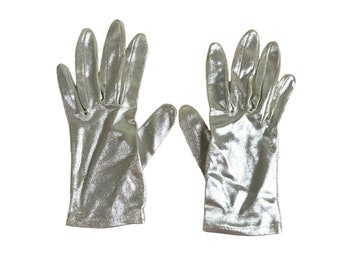 1960s silver metallic gloves Size S