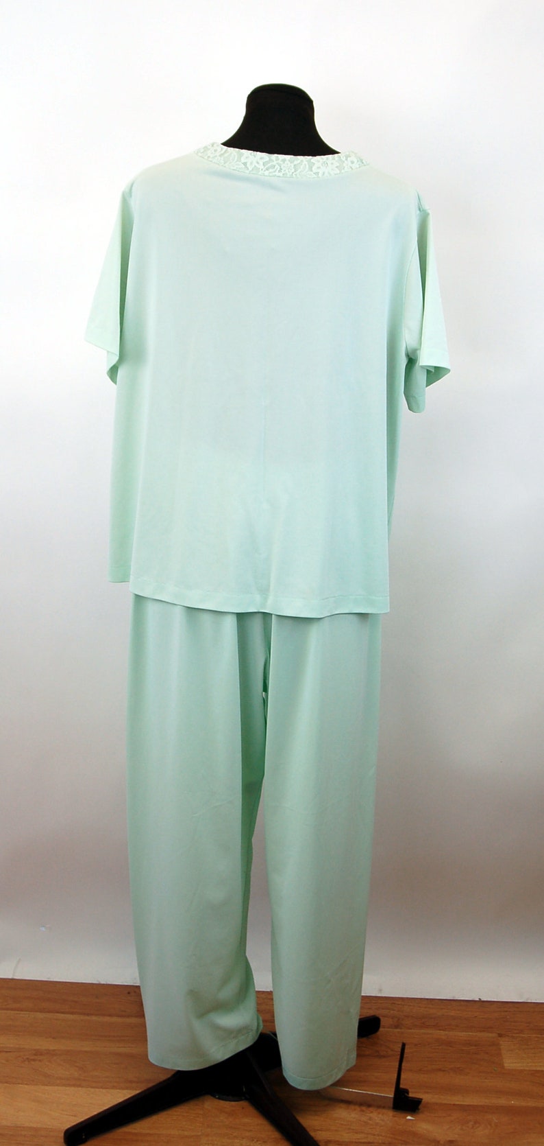 1960s Pajamas Nylon Mint Green With Lace Pockets and Collar - Etsy