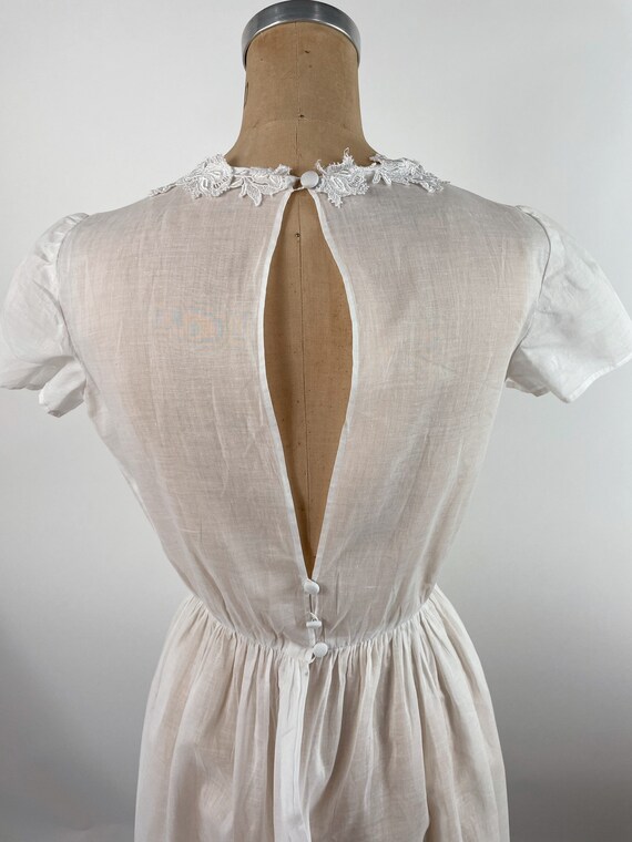 Vintage white semi sheer gown long dress simple s… - image 5