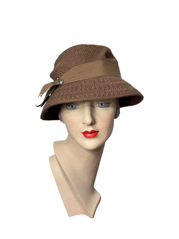 1940s 50s knit cloche hat with wide brim by Everi… - image 2