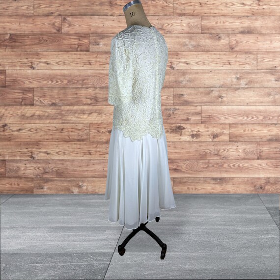 1990s beaded lace dress off-white bridal wedding … - image 3