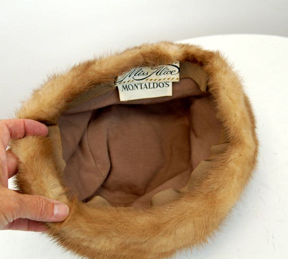 1960s mink hat medium brown blond winter fur hat … - image 9