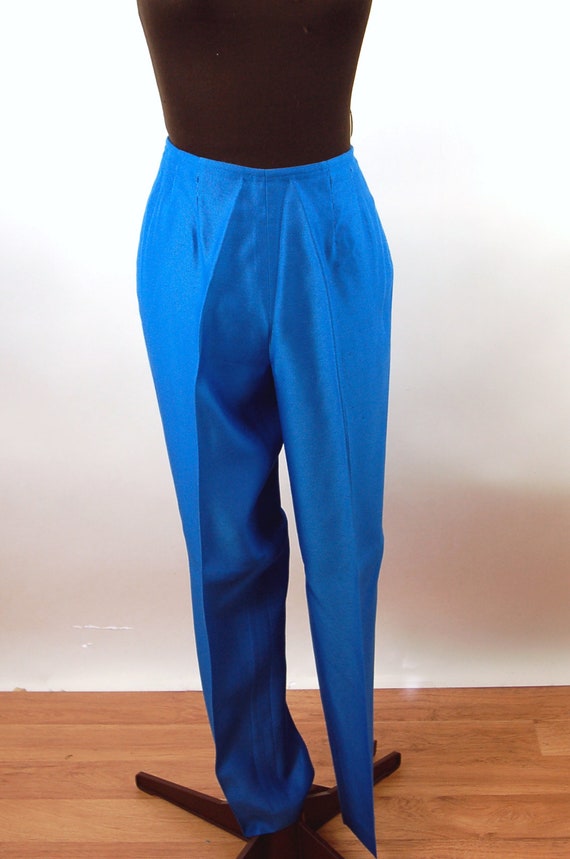 1990s pant suit royal blue tunic and slim pants w… - image 5