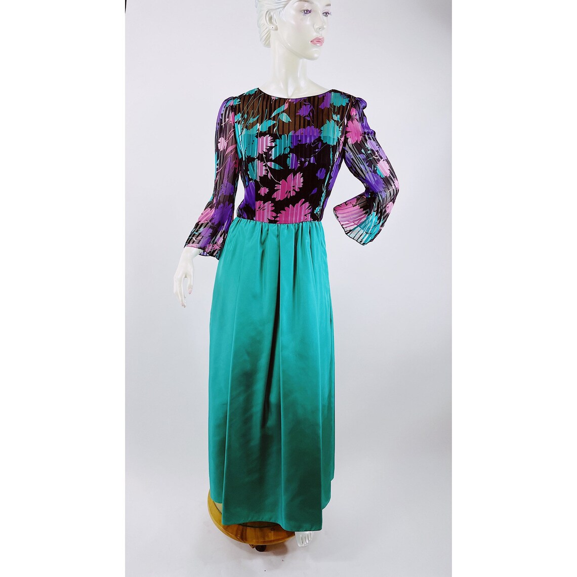 1960s Gown Posh by Jay Anderson Sheer Silk Floral Chiffon and - Etsy