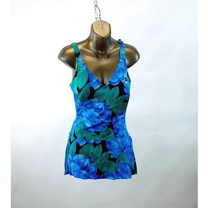 1970s Swimsuit Roxanne Skirt Swimsuit Bathing Suit Blue Floral - Etsy