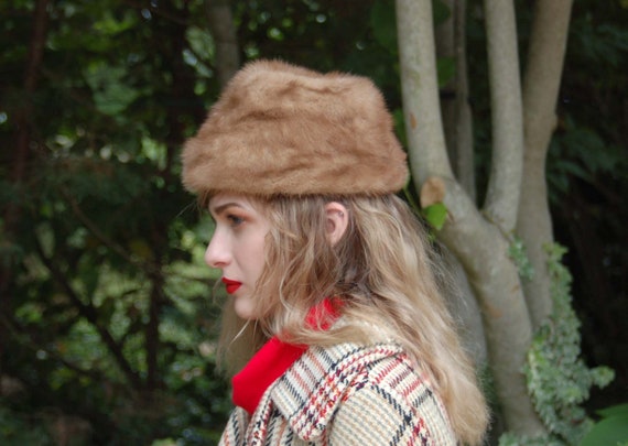 1960s mink hat medium brown blond winter fur hat … - image 4