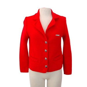 1980s boiled wool jacket Loffler Made in Austria Christmas red wool jacket sweater Size M