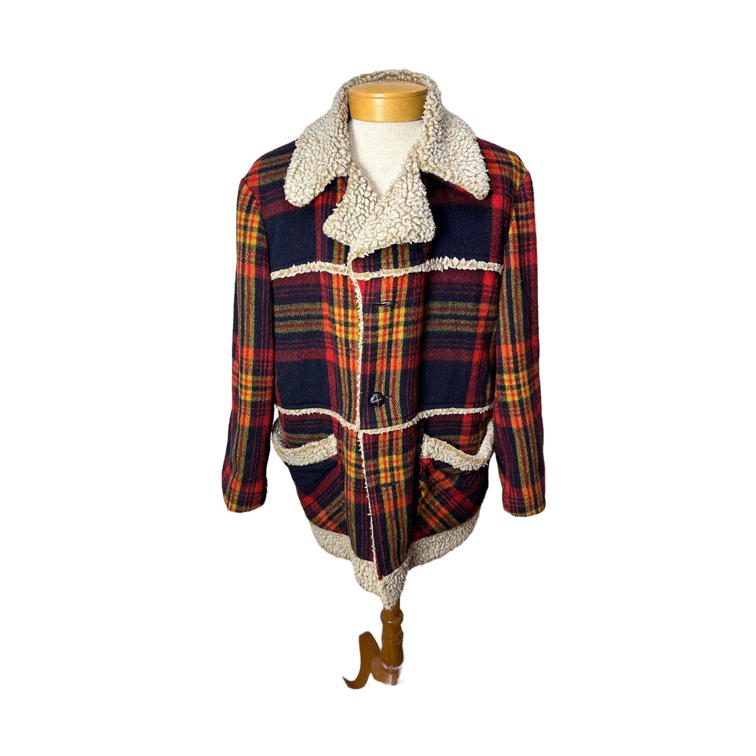 Sherpa Plaid Coat Etsy UK