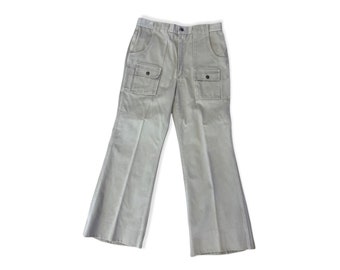 Pantalon cargo kaki pour hommes des années 1970 de Red Snap Taille 32/28