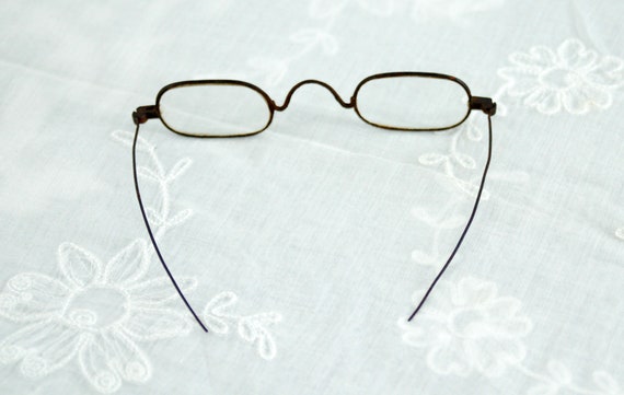 Antique eyeglasses metal iron frames rectangular … - image 4