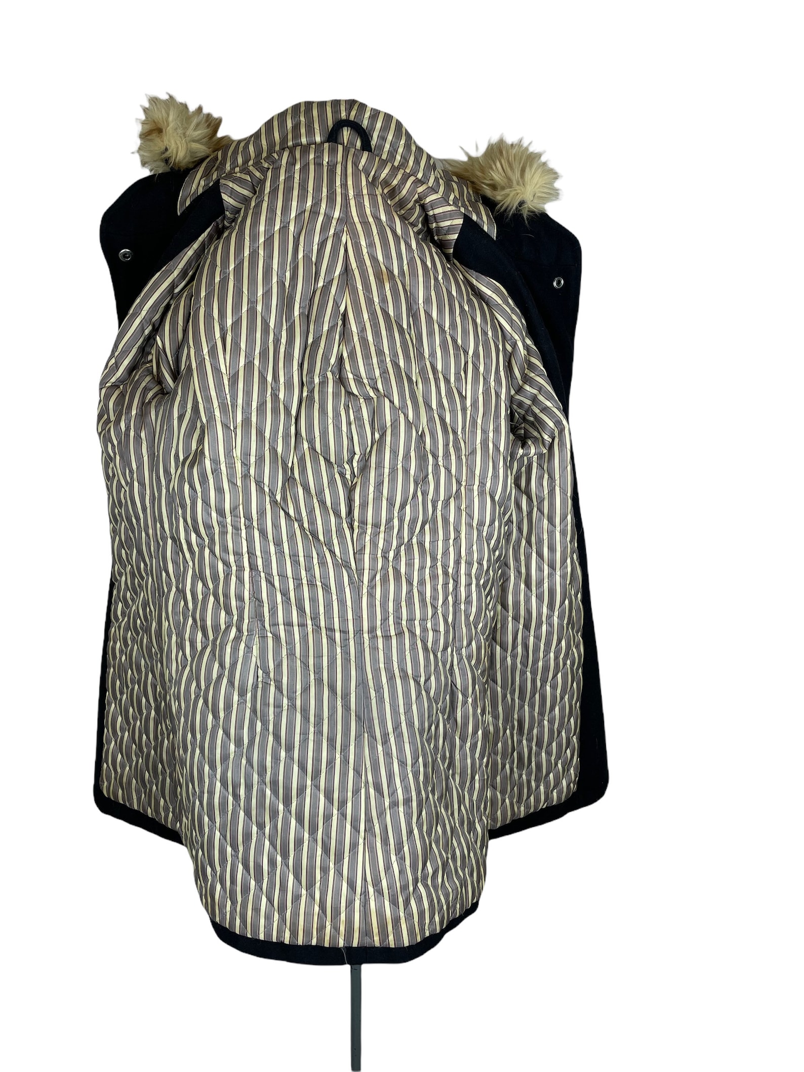 Black Wool Pea Coat With Hood and Wood Buttons Size S/M Etsy