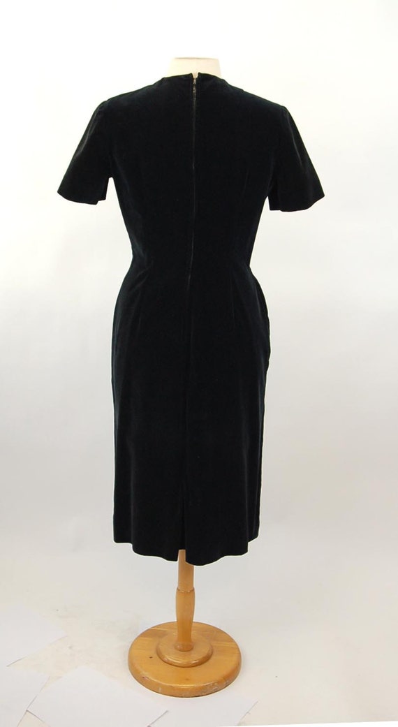 1960s velvet dress Bobbie Brooks satin bow wiggle… - image 3