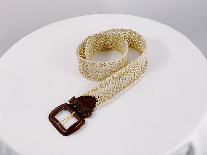 Vintage Rope Belt Braided Natural Color With Leather Buckle Etsy