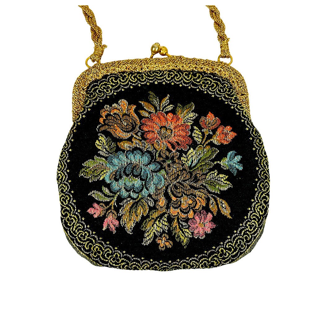 La Regale Floral Tapestry Purse/ Made in Hong Kong 