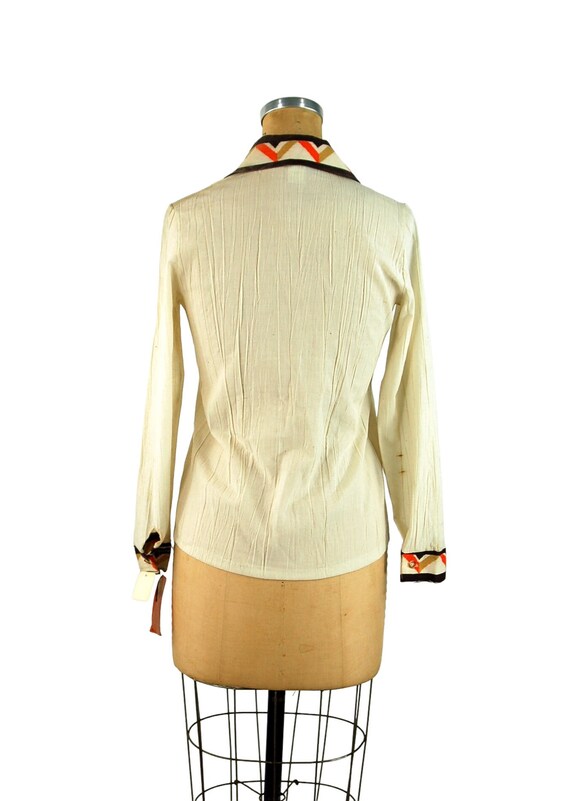 1970s gauze blouse with southwestern tribal desig… - image 5