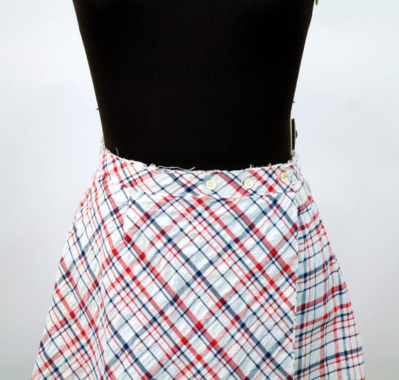 1960s tennis skirt skort plaid seersucker shorts … - image 2