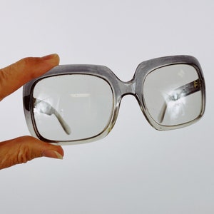 1960s 1970s eyeglasses oversized square gray ombre frames made in Italy