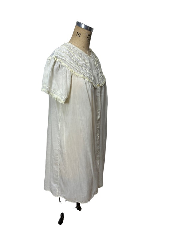 1950s cotton blend robe with lace bodice Size L/XL - image 5