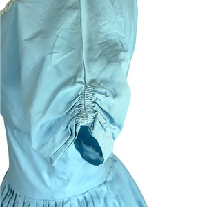 1950s 60s blue cotton pleated dress with lace bib bodice Size S image 6