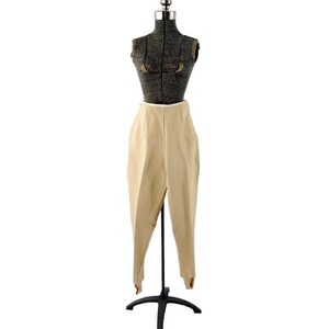1960s stirrup pants slim jodhpurs skinny cigarette pants high waist gold Size S