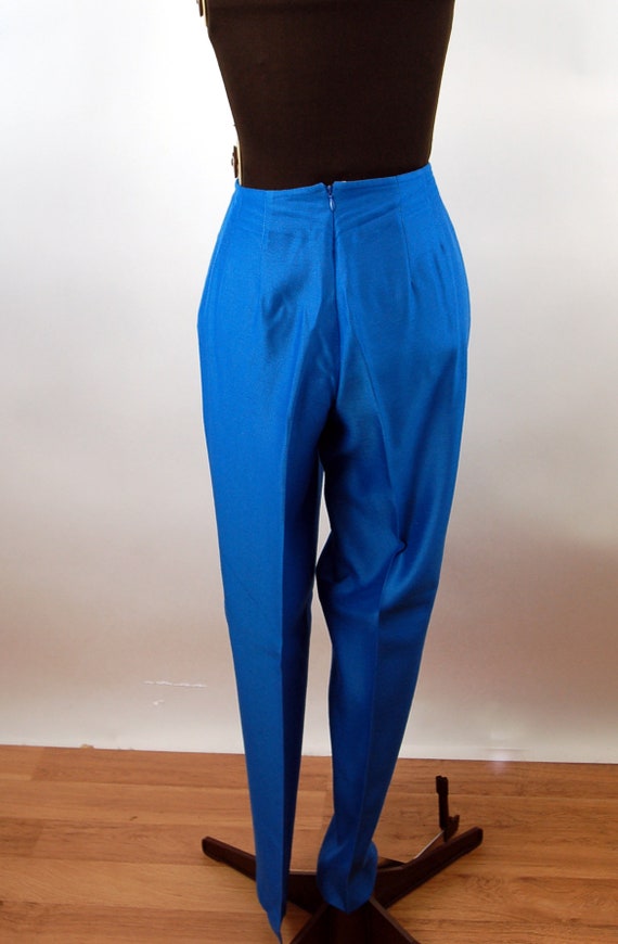 1990s pant suit royal blue tunic and slim pants w… - image 6