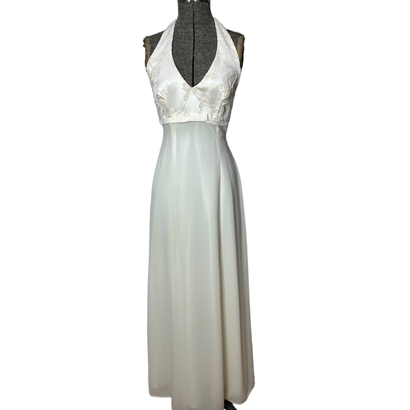 Rare Vintage Y2K Tan/Beige Halter Ombre Beaded Gown