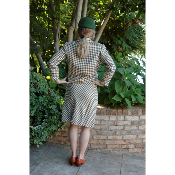 1960s suit skirt suit tweed checked jacket skirt … - image 6