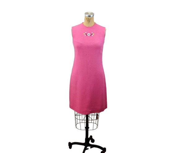 1960s linen dress shift dress summer dress pink e… - image 5