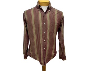 1960s mens button down shirt all cotton striped by Golden Award Size M