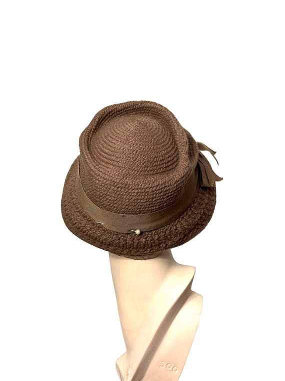 1940s 50s knit cloche hat with wide brim by Everi… - image 3