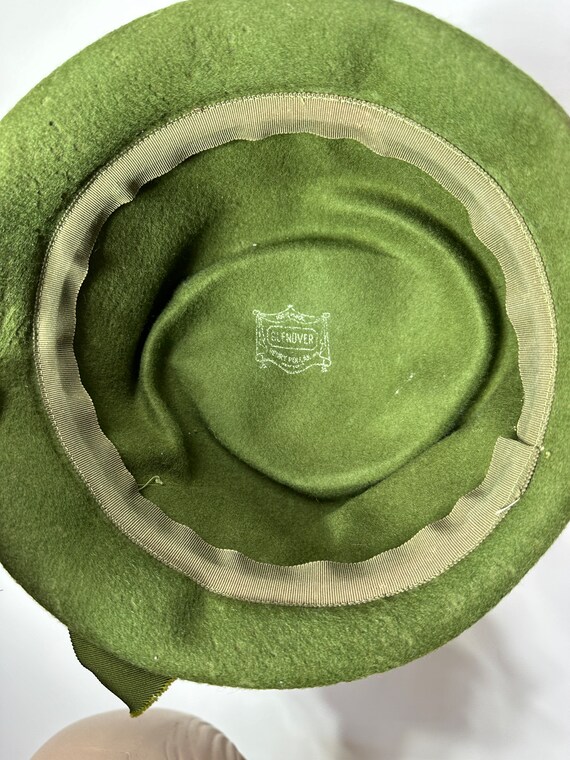 1940s green wool felt Glenover hat Size 22.5 - image 8