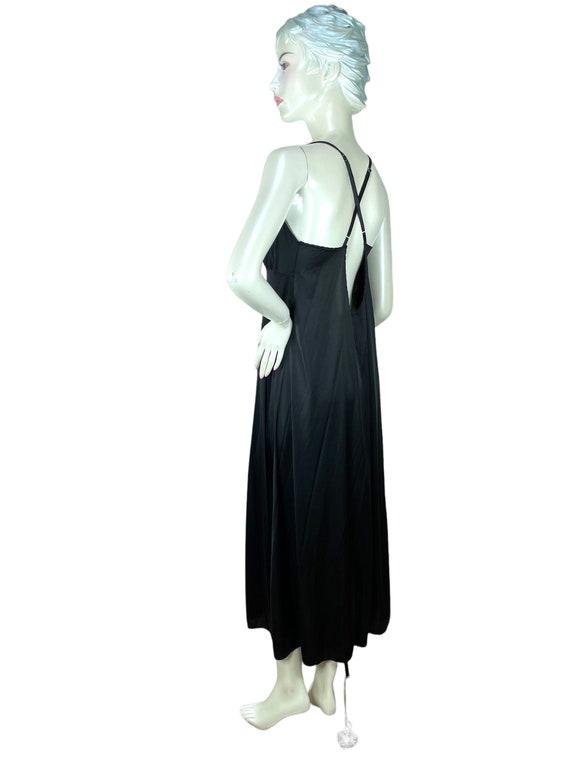 1970s black nightgown slip dress with open back b… - image 3