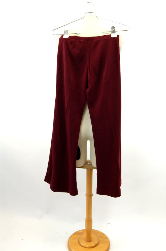 1970s knit pants bell bottom pants stretch burgun… - image 3