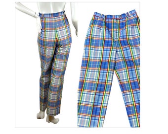 1980s womens plaid pants high waisted Size 10 Size M