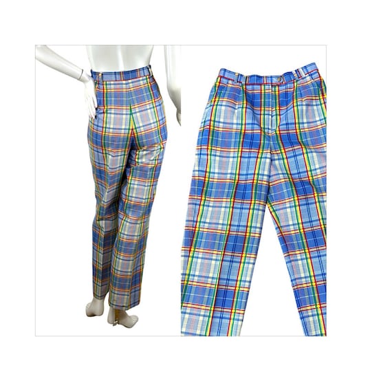 1980s womens plaid pants high waisted Size 10 Size