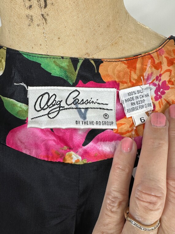 1980s silk floral blouse by Oleg Cassini Size 6 M… - image 7
