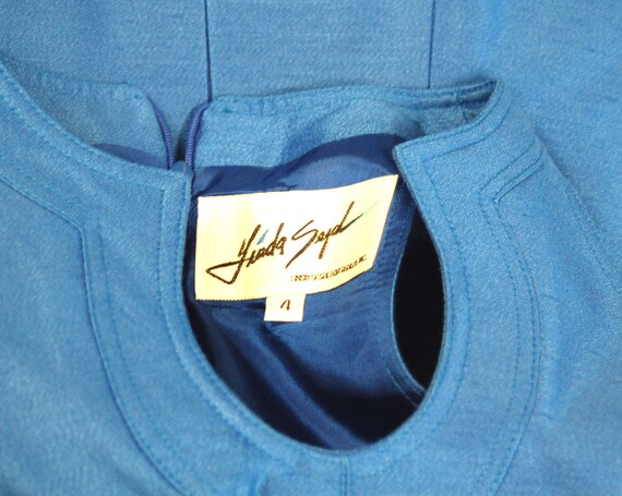 1990s pant suit royal blue tunic and slim pants w… - image 7