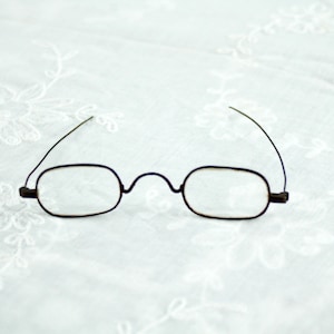 Antique eyeglasses metal iron frames rectangular prescription lenses Civil War Victorian era