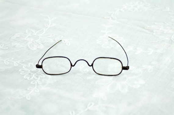Antique eyeglasses metal iron frames rectangular … - image 1